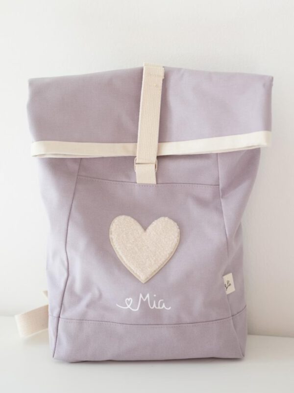 Kinderrucksack Rolltop Herz personalisiert