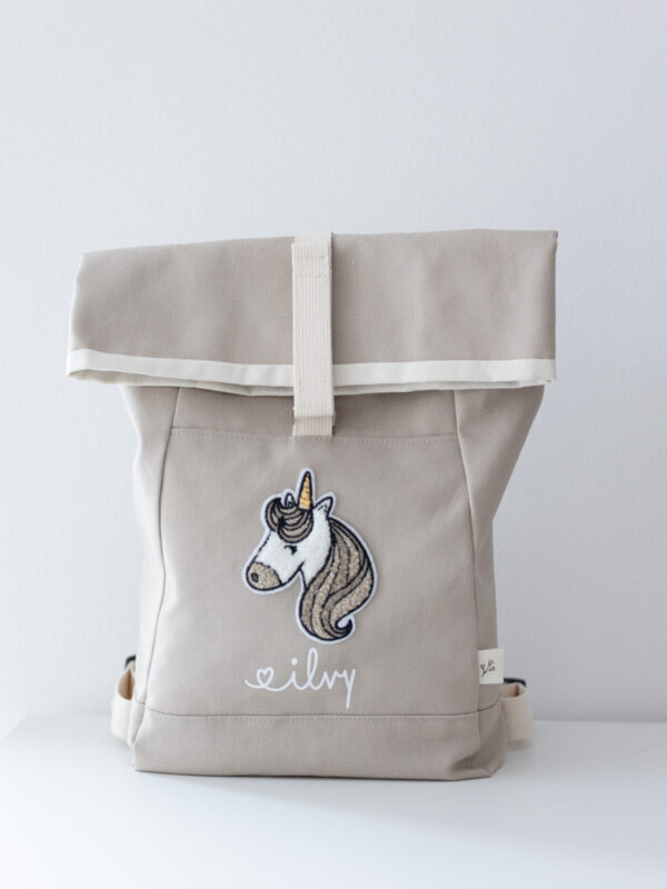 Kinderrucksack Rolltop Einhorn personalisiert