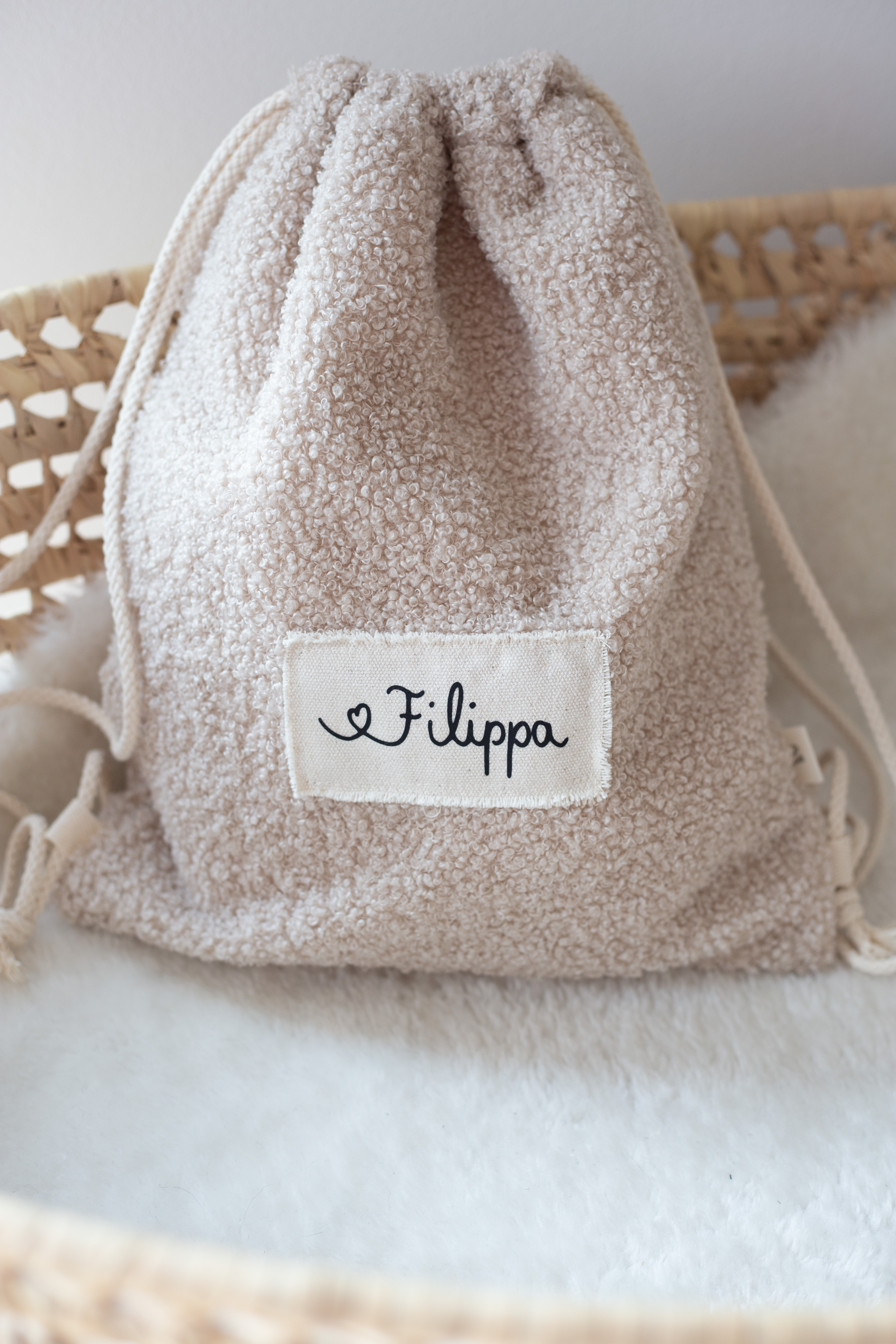 Turnbeutel Teddystoff mit Name