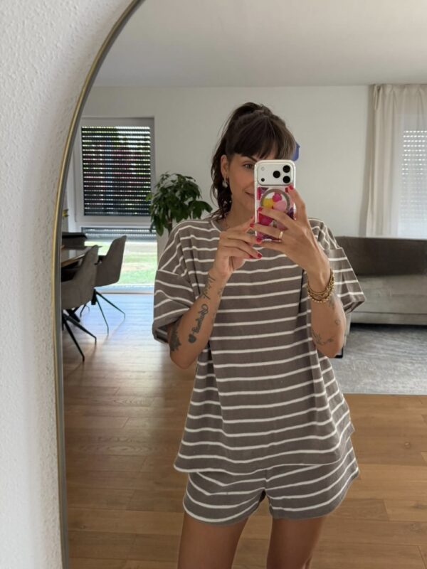Set T-Shirt + Hose Frottee Stripes taupe